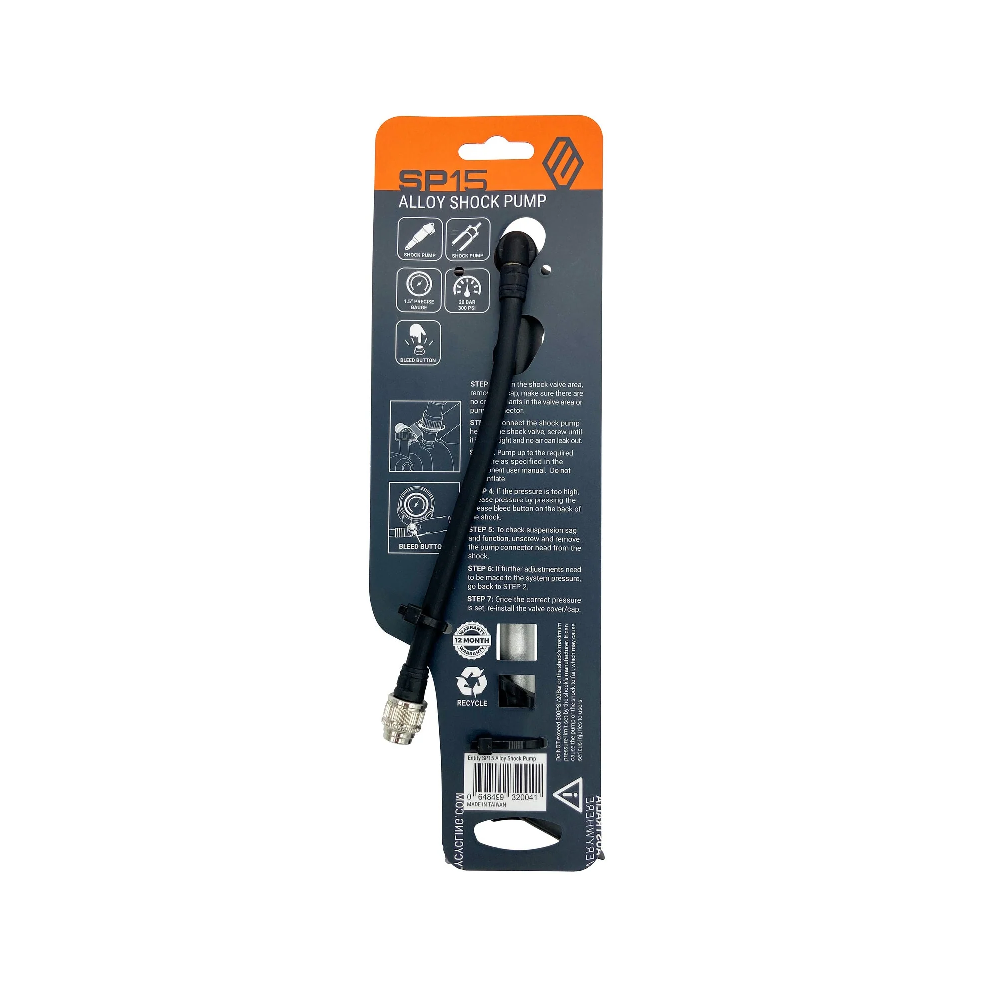 Entity SP15 Bicycle Shock Pump with Gauge - Image 3