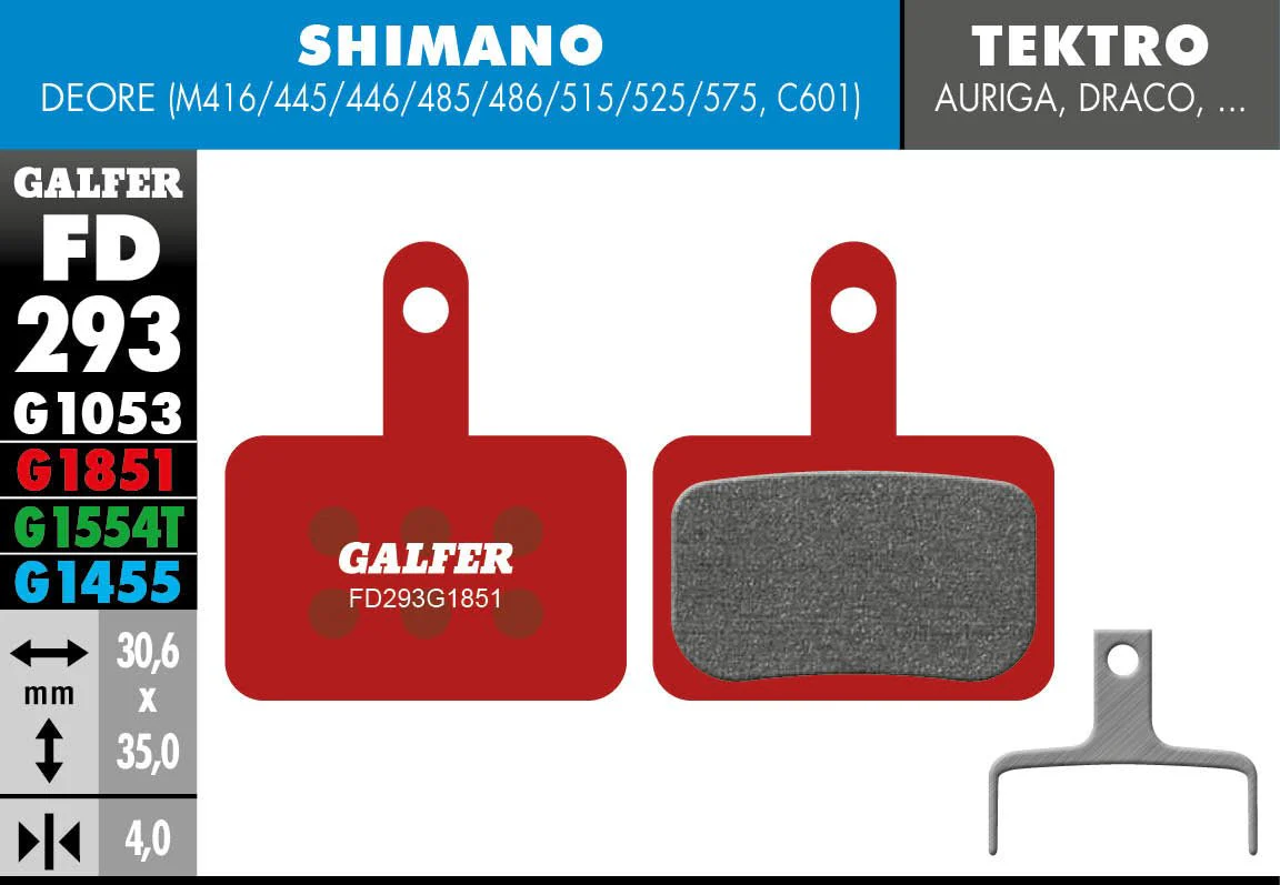 Galfer FD293 Brake Pads Shimano Deore Tektro Auriga - Image 2