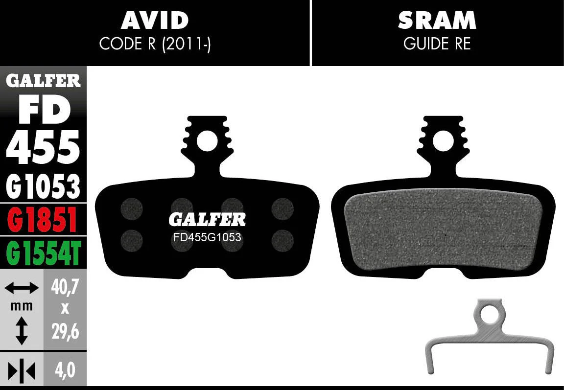 Galfer FD455 Brake Pads Avid Code R (2011-) SRAM Code R RSC Guide Re - Image 2