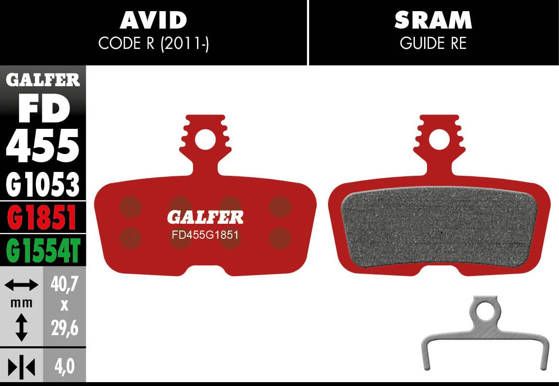 Galfer FD455 Brake Pads Avid Code R (2011-) SRAM Code R RSC Guide Re - Image 3