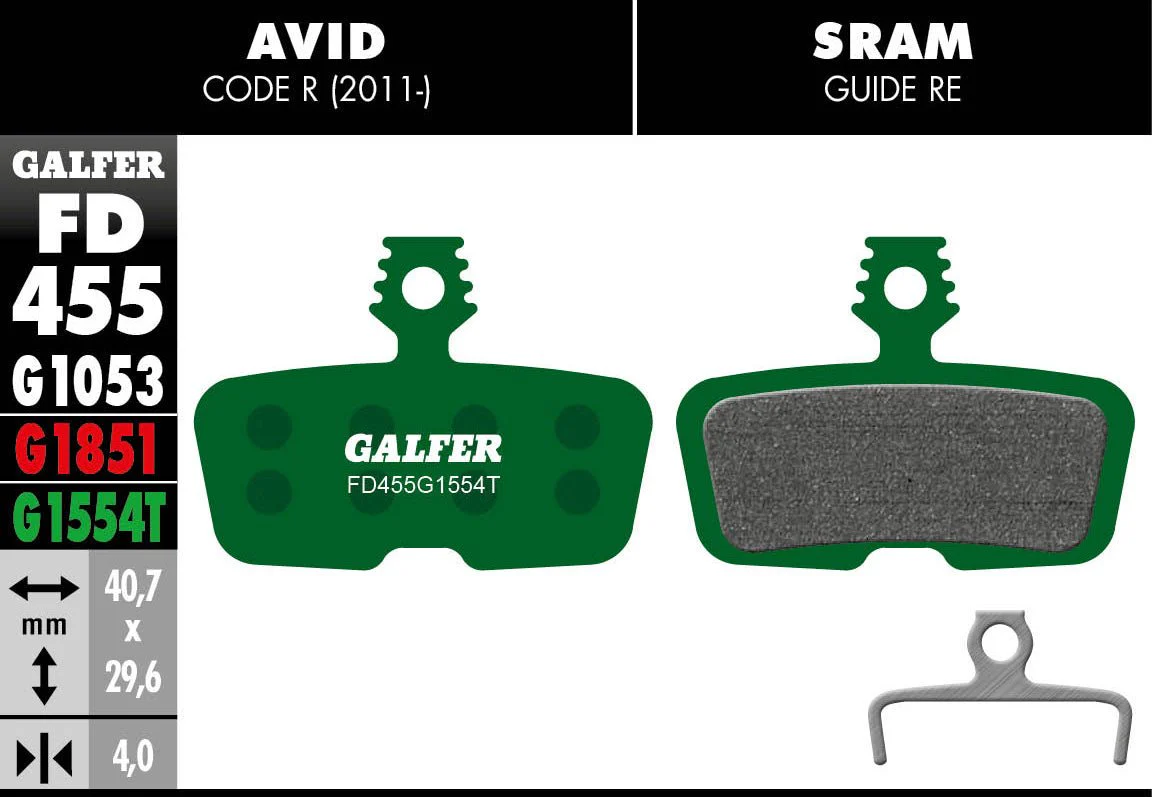 Galfer FD455 Brake Pads Avid Code R (2011-) SRAM Code R RSC Guide Re - Image 4