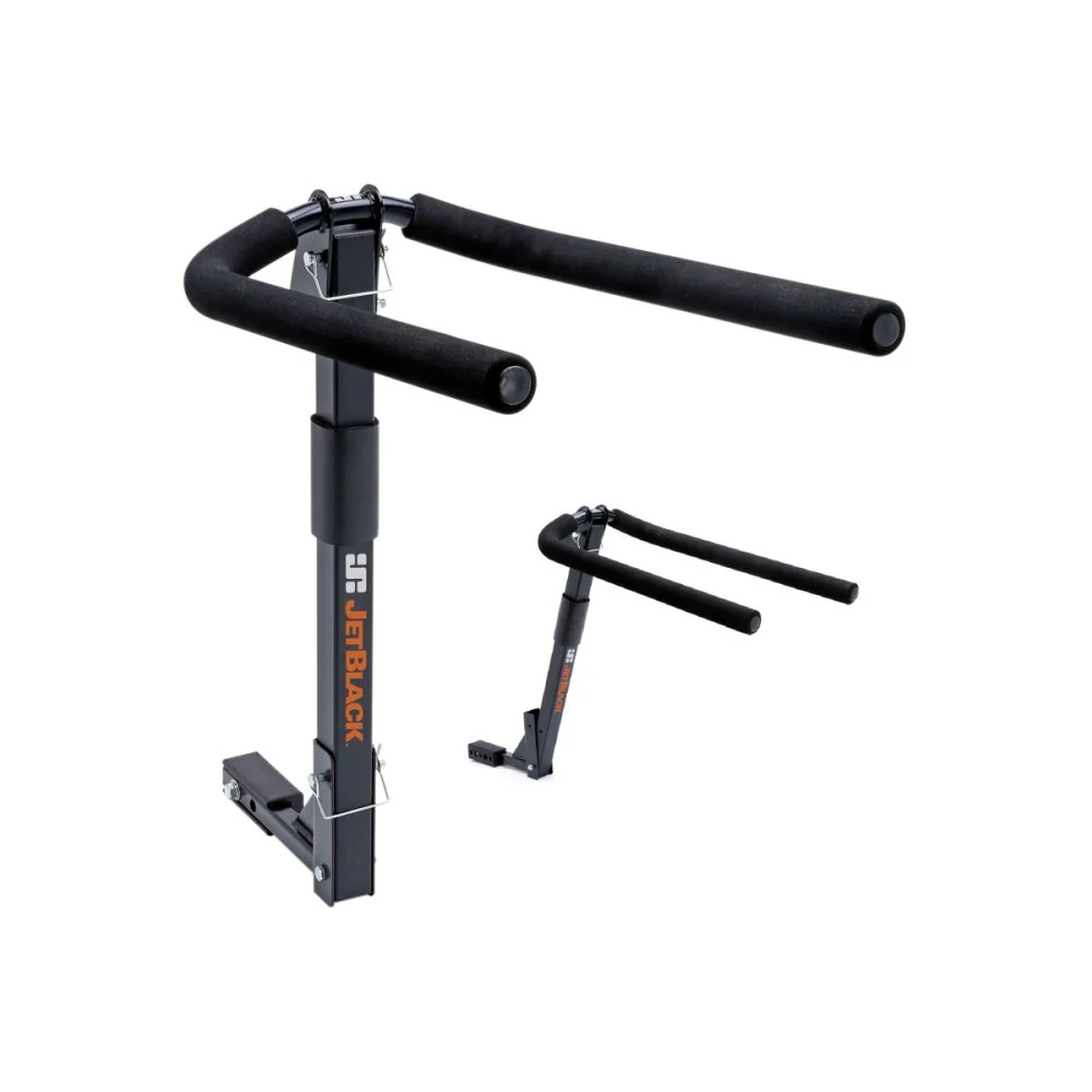 JetBlack 4 Bike Double Folding Hitched Jetrack with 8 Bungee (fit 32mm & 50mm receiver)
