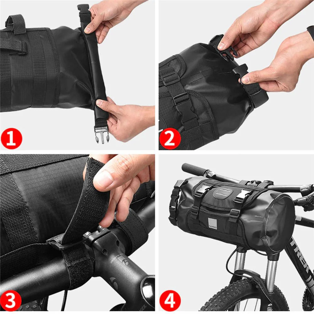 SAHOO Waterproof Handlebar Bag – Roll-Top Design – 3–7L (40x15cm) - Image 6